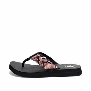 Yellow Box Pink Snakeskin Strap Black Flip Flops